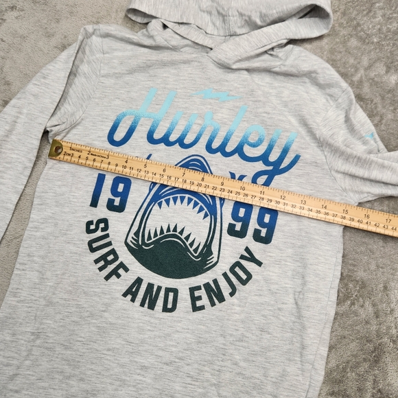 Hurley Long Sleeve Hooded Tee - Shark Surf Graphic, Size Medium, Great Condition - Picture 4 of 7